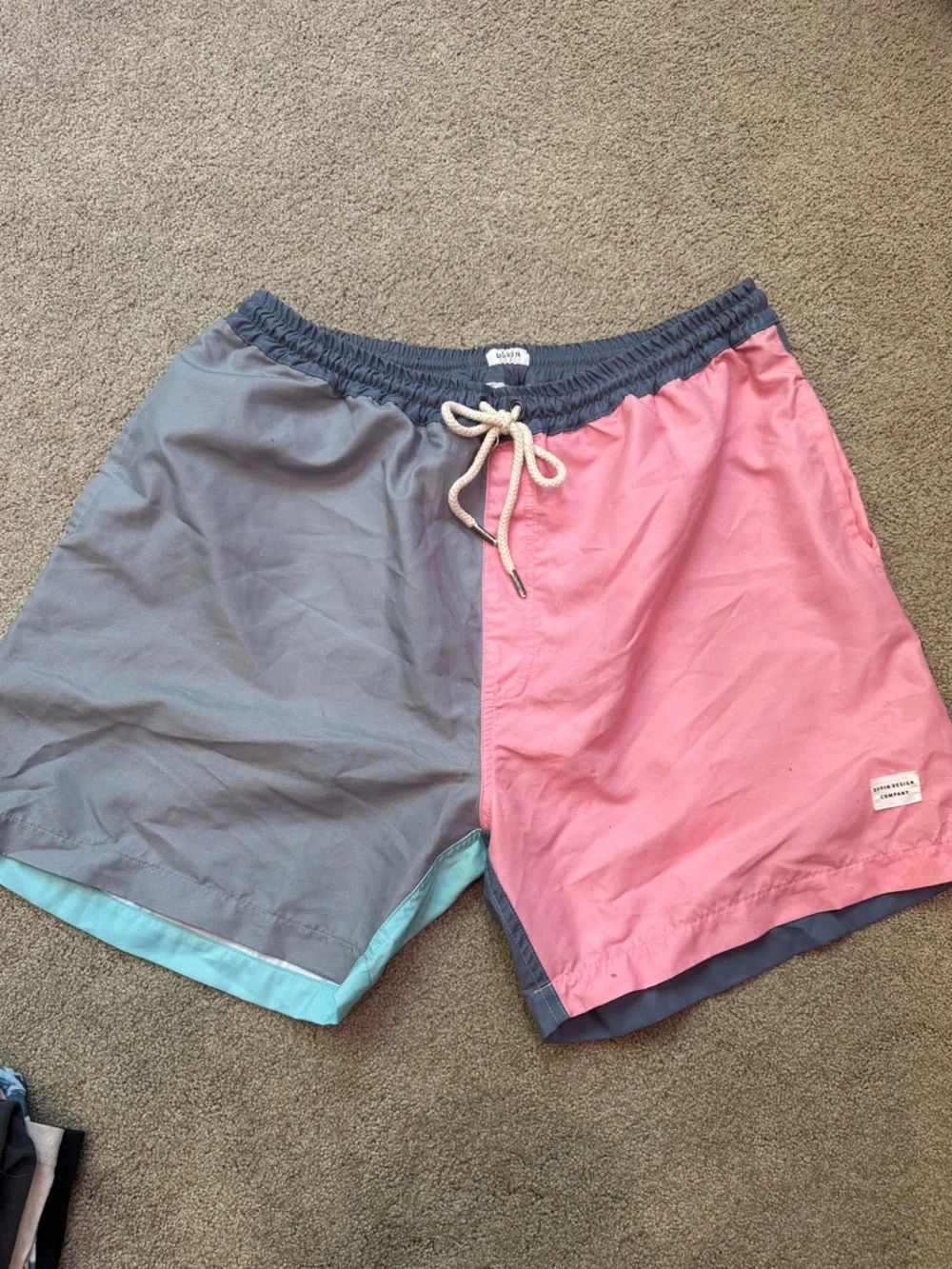 Duvin Design color block gray blue pink boardshorts shorts XXL